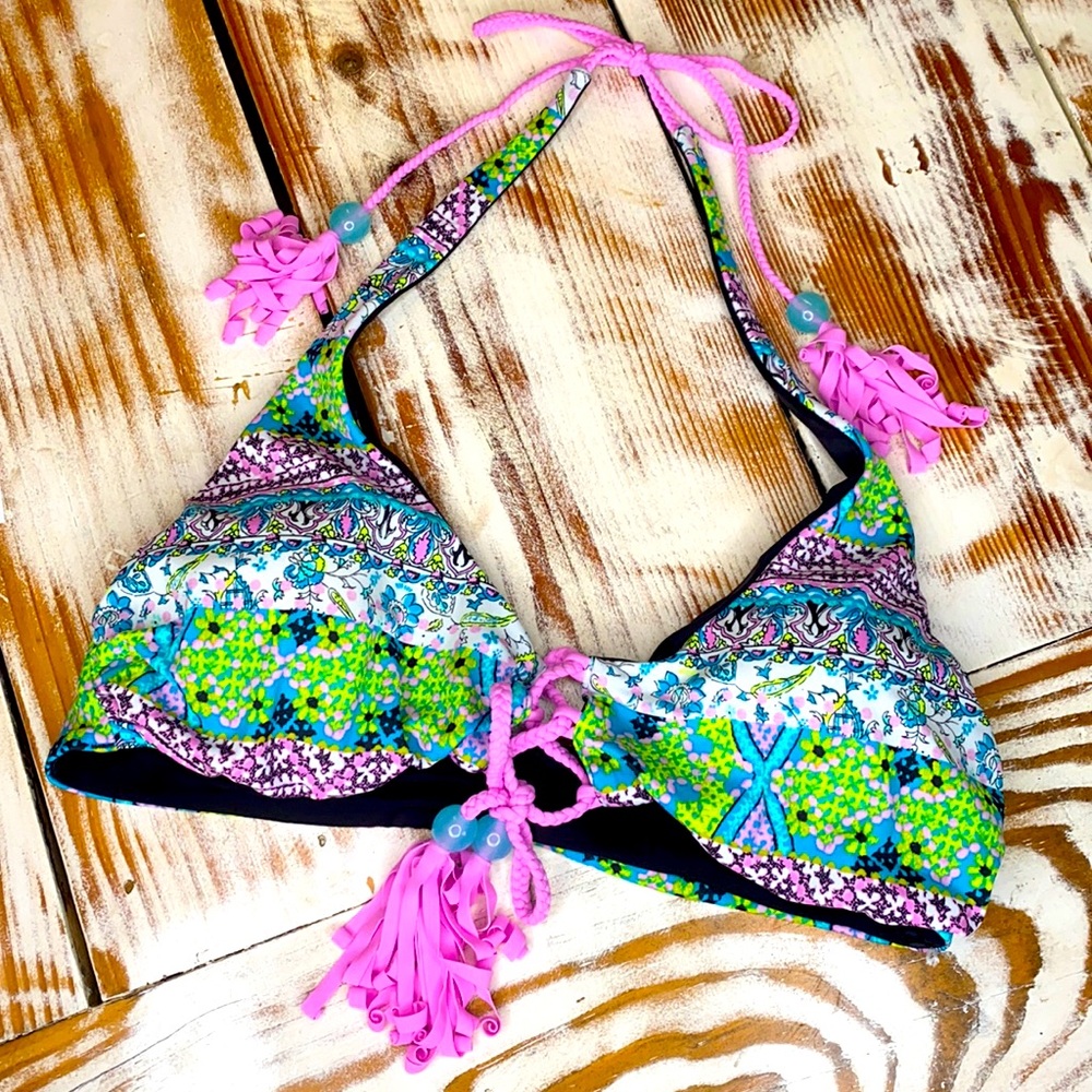 PINK Victoria's Secret Black Reversible Bikini Swim Top Size Small